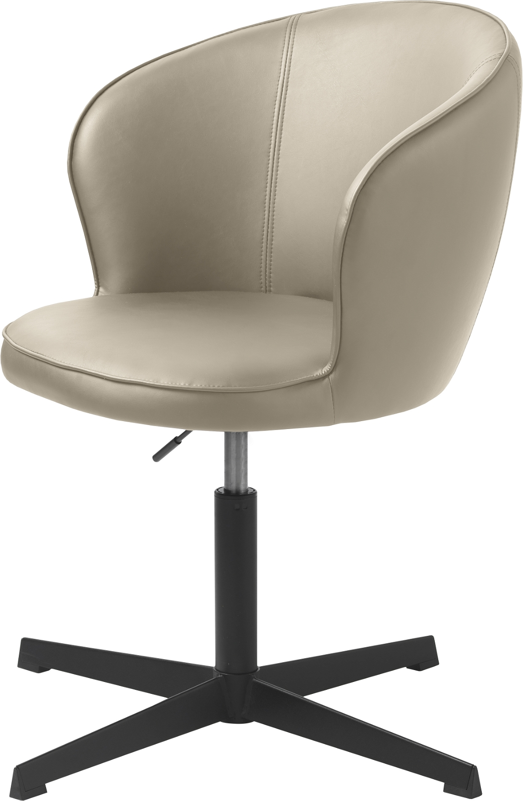 Kontorstol Nordique Design Gain i beige kunstlæder med sort metalbase, drejestol med 360 rotation