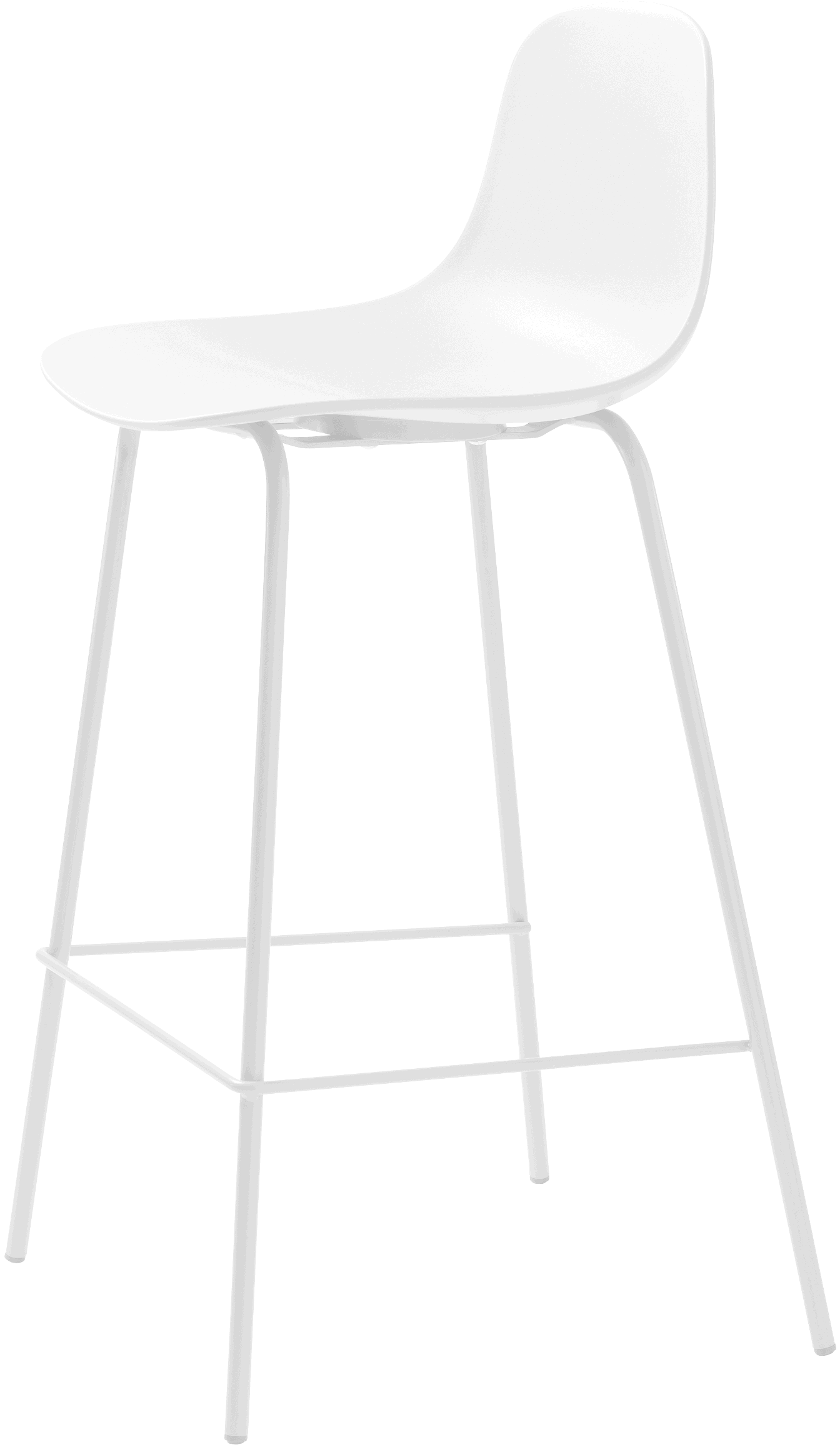 Nordique Design Whitby barstol H92 x B40 cm hvid PP-skal og metalben