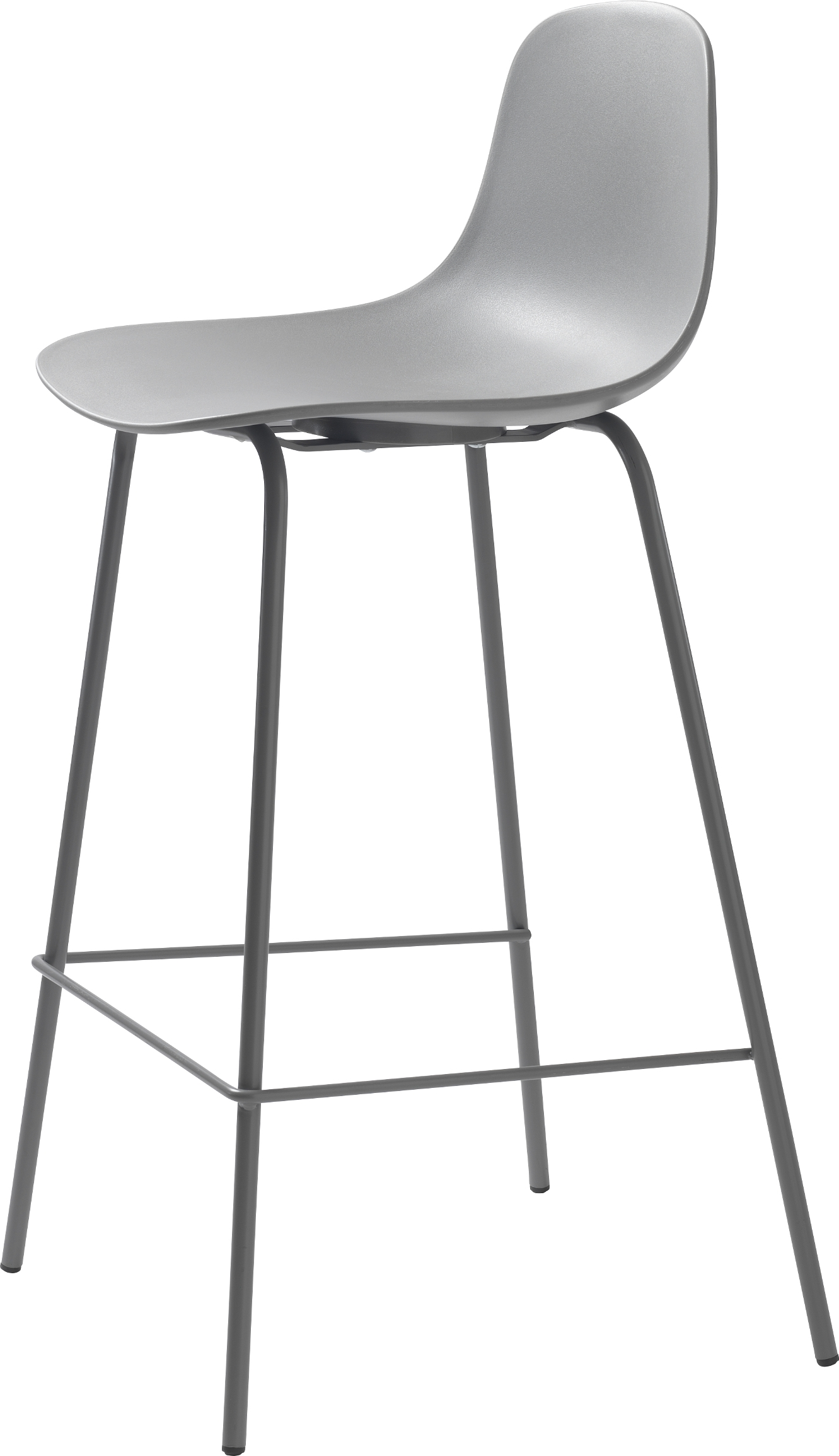 Barstol Nordique Design Whitby grå plastskal & metalben H92ÃB40 cm
