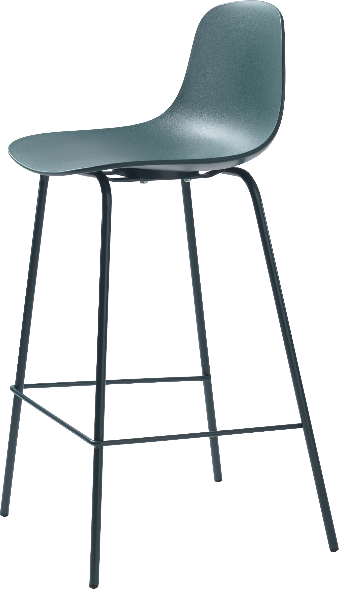 Barstol Nordique Design Whitby 2-pak  -  petroleumsblå PP-skal og metalben, H92ÃB40 cm