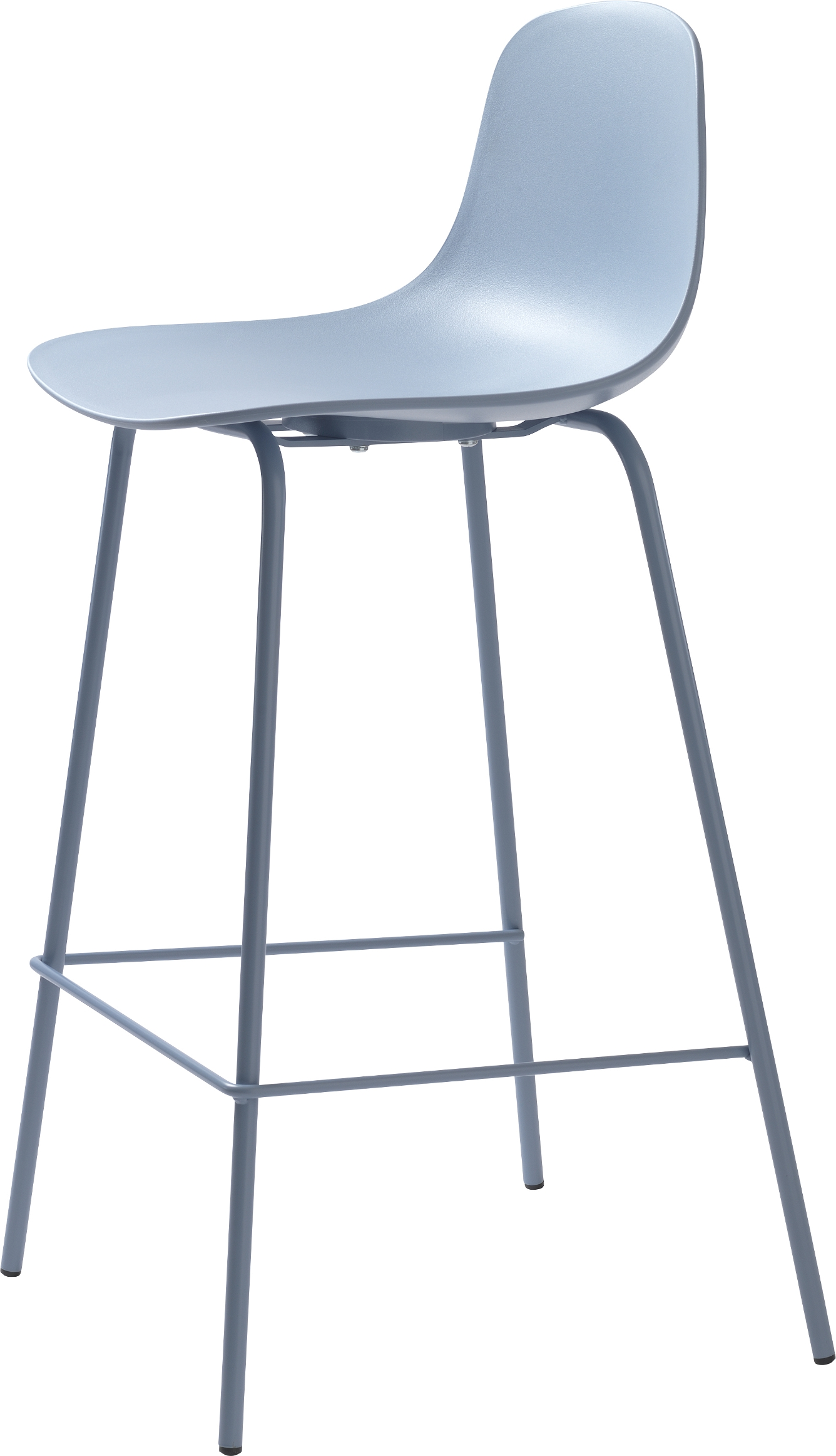 Barstol Nordique Design Whitby støvet blå  -  ergonomisk pubstol med PP-skal og metalben, 2-pak