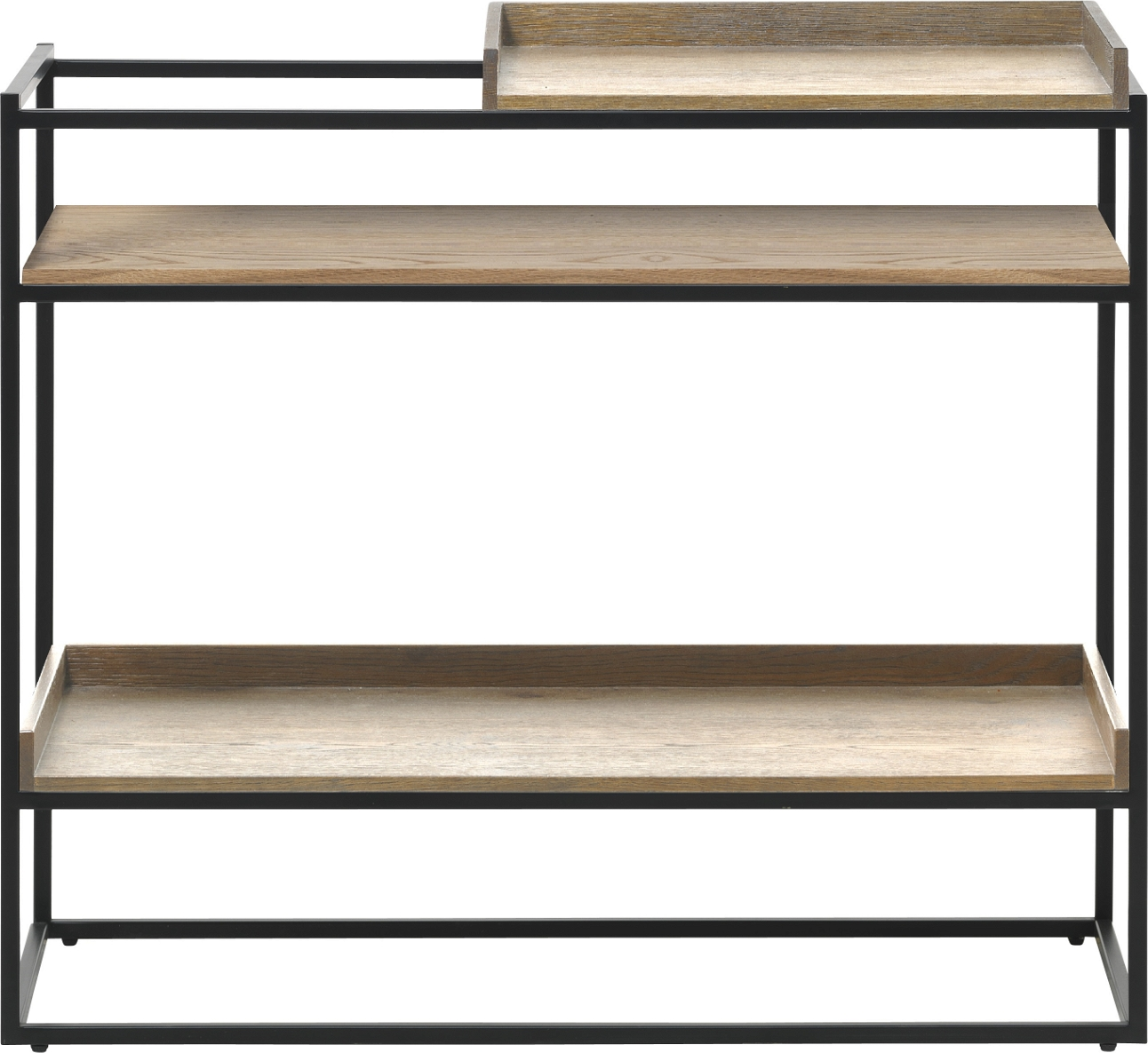 Konsolbord Nordique Design Rivoli i massivt egetræ og sort metal, 79 x 38 x 90 cm