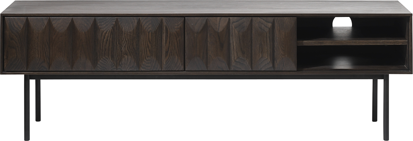 TV-bord tv-møbel Nordique Design Latina i egetræ espresso, slanke metalben, 160x41x50 cm