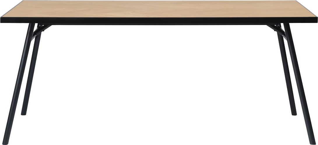 Spisebord Nordique Design Calvi  -  Forlængeligt egetræsbord med metalstel og sildebensmønster 180Ã90 cm