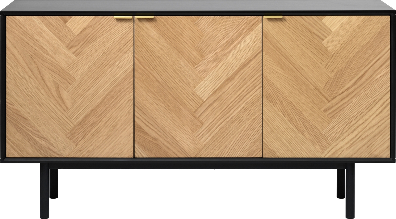 Skænk/Sideboard Nordique Design Calvi natur eg med sildebenslåger  -  150 x 43 x 80 cm industrielt minimalistisk design
