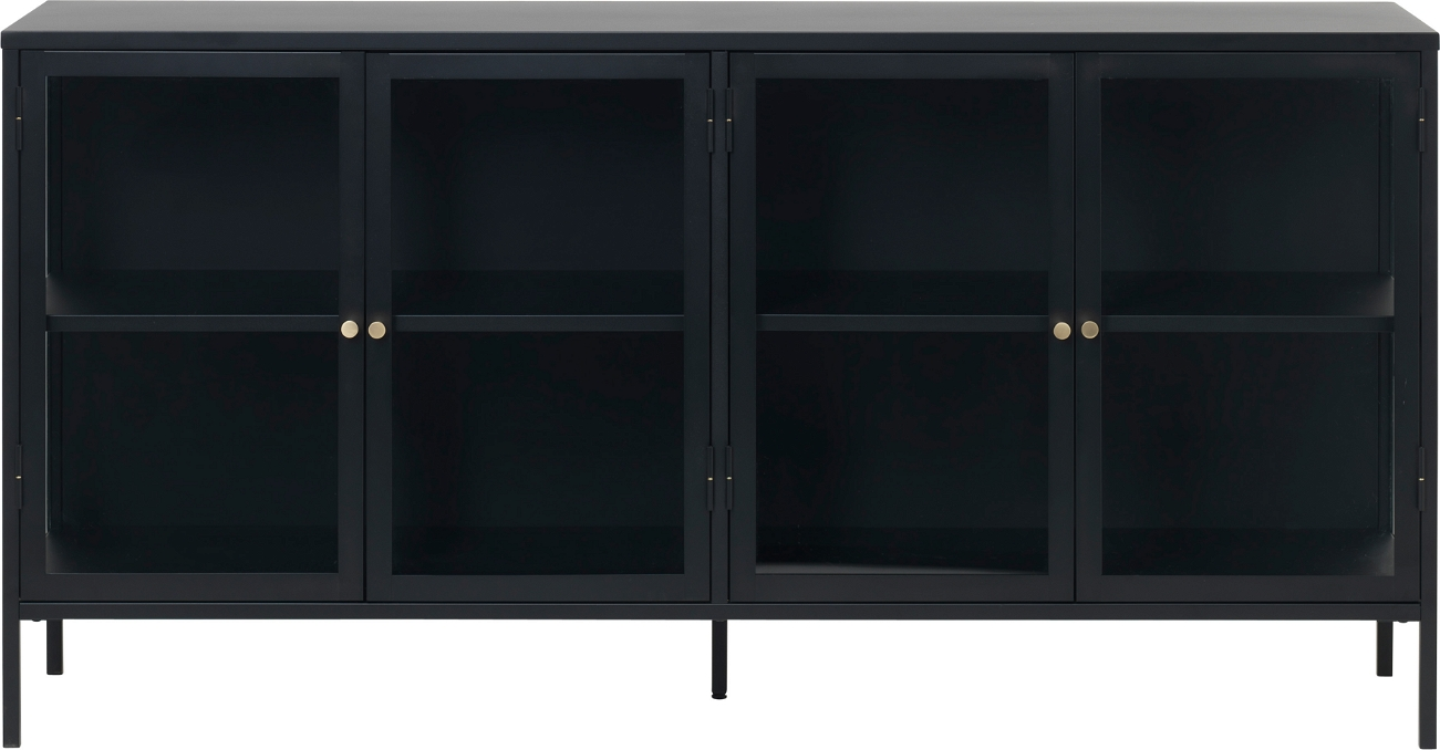 Skænk Nordique Design Carmel  -  Sort koldvalset stål & glas H85ÃB170ÃD40 cm