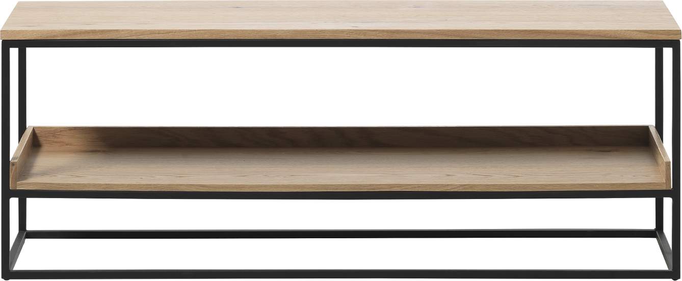 Entrébænk Nordique Design Rivoli Natur med opbevaring | Hvid egetræ & sort metal | 120x35x45 cm
