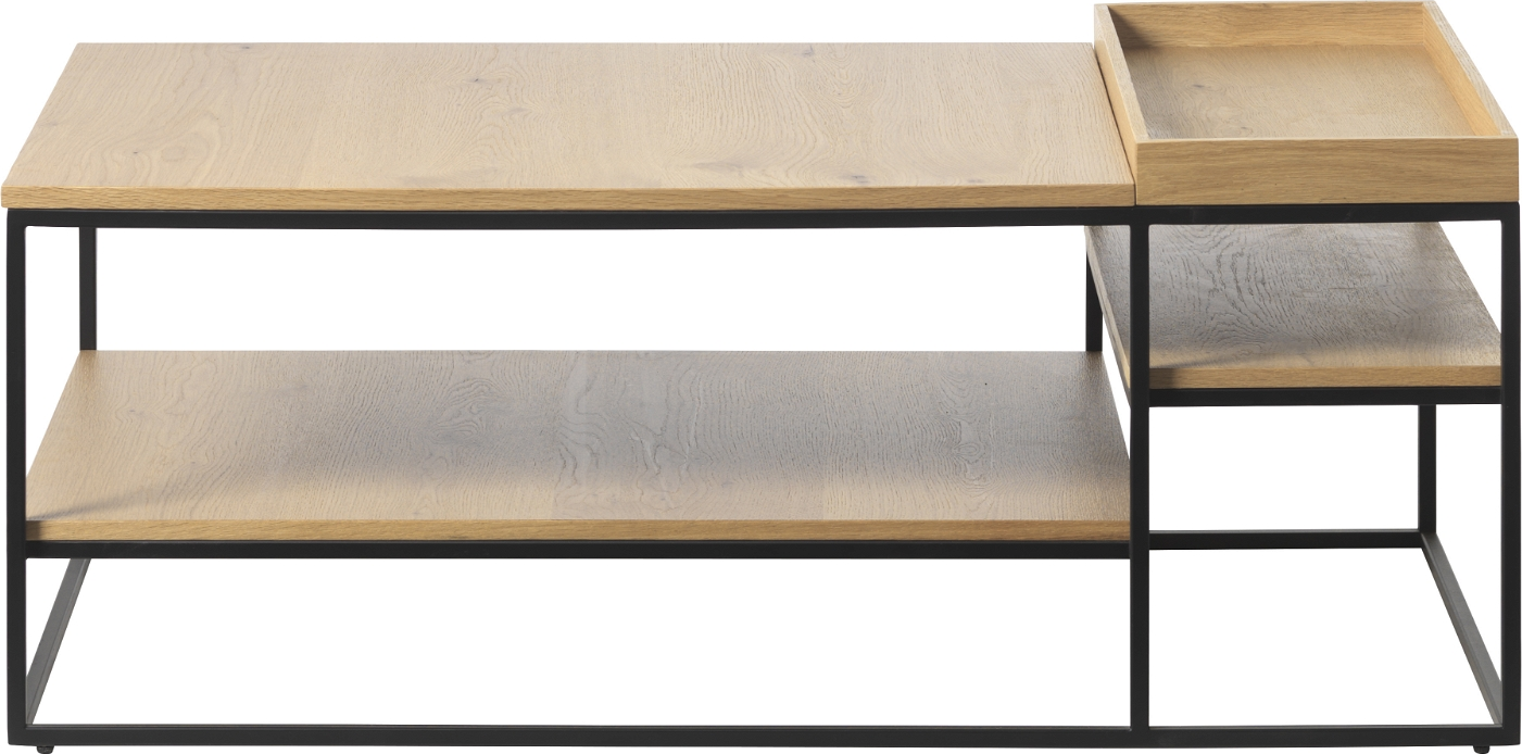 Sofabord/salonbord Nordique Design Rivoli  -  natur egetræ & sort metalstel, 45Ã70Ã120 cm