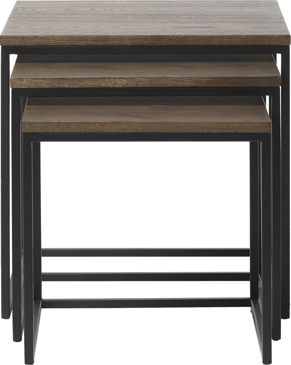 Sidebord Nordique Design Rivoli  -  nestebord i røget egetræ og sort metal H50 x B50 cm