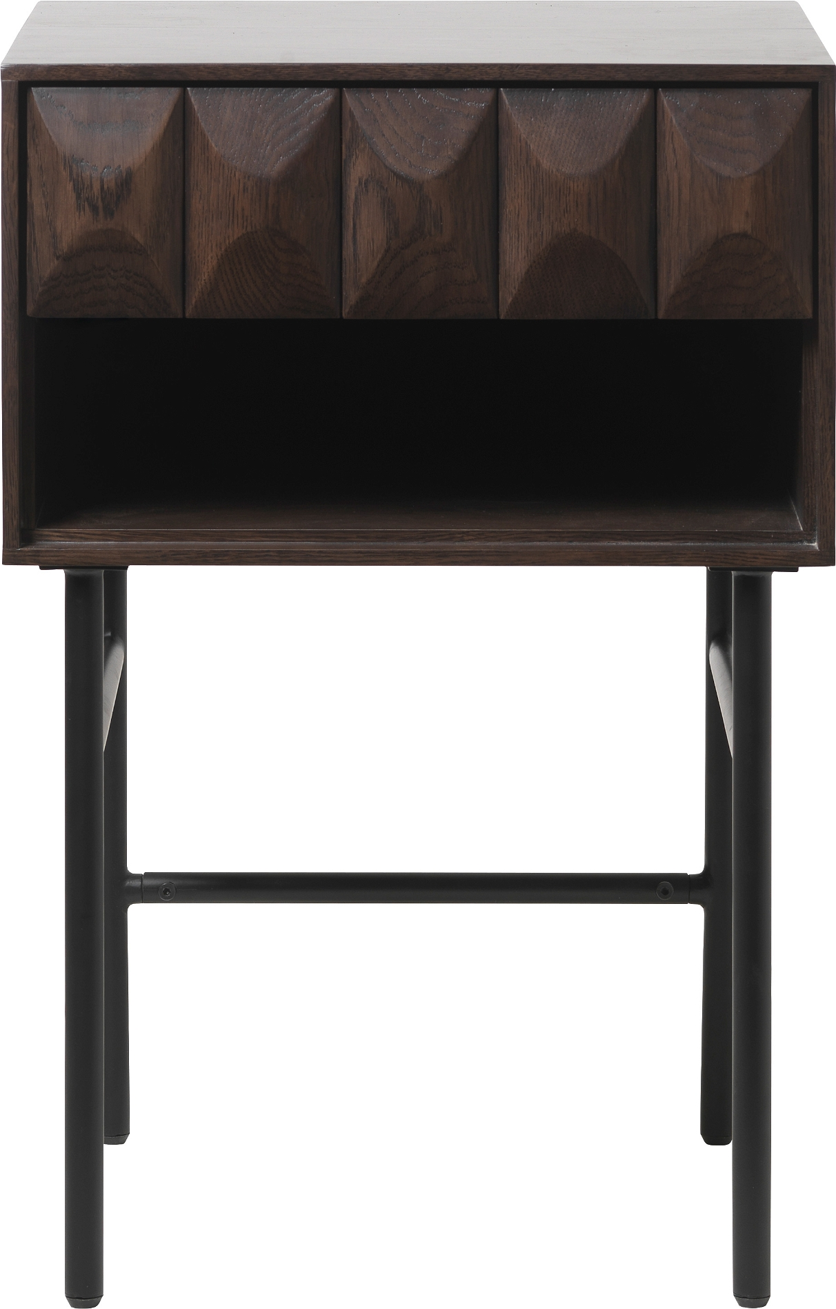 Sidebord Nordique Design Latina  -  Espresso eg & sort metal, skuffe & hylde, H70xB46xD45 cm