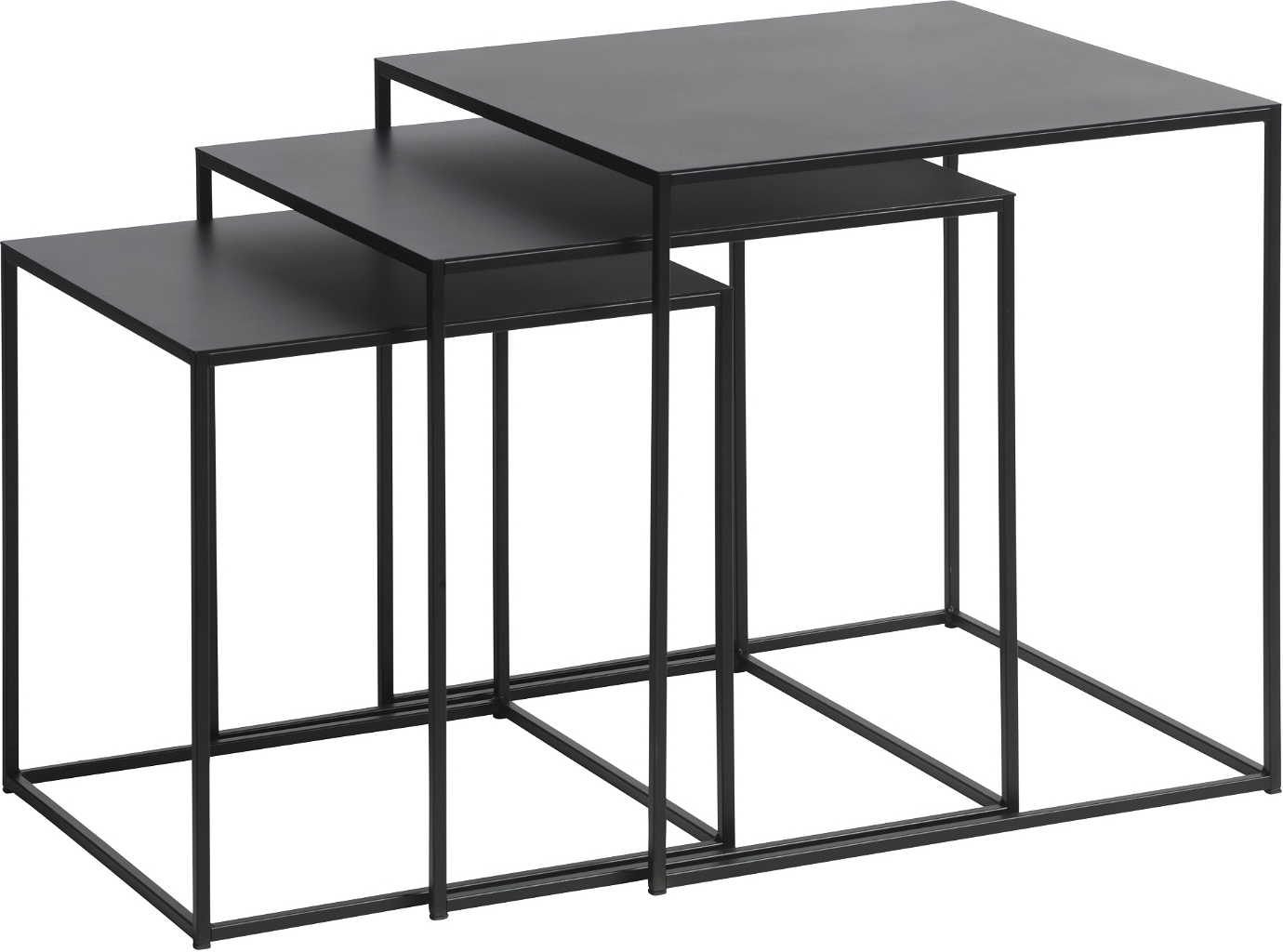 Sidebord Nordique Design Pebble i sort metal, kubisk minimalistisk 50x50 cm  -  Det Met-serien