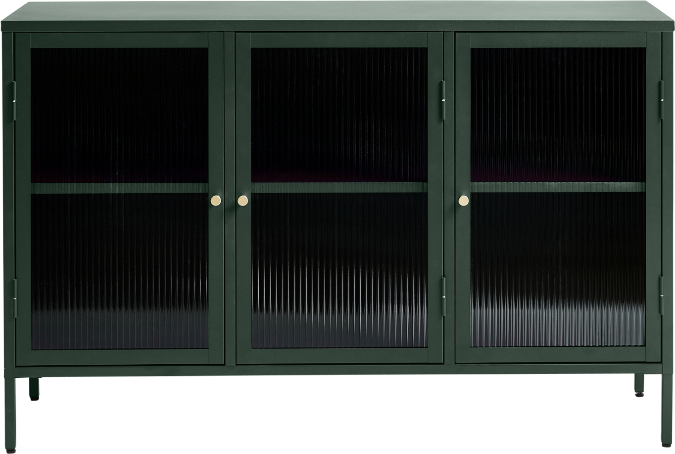 Skænk Nordique Design Bronco rillede glaslåger grøn 85x132x40 cm