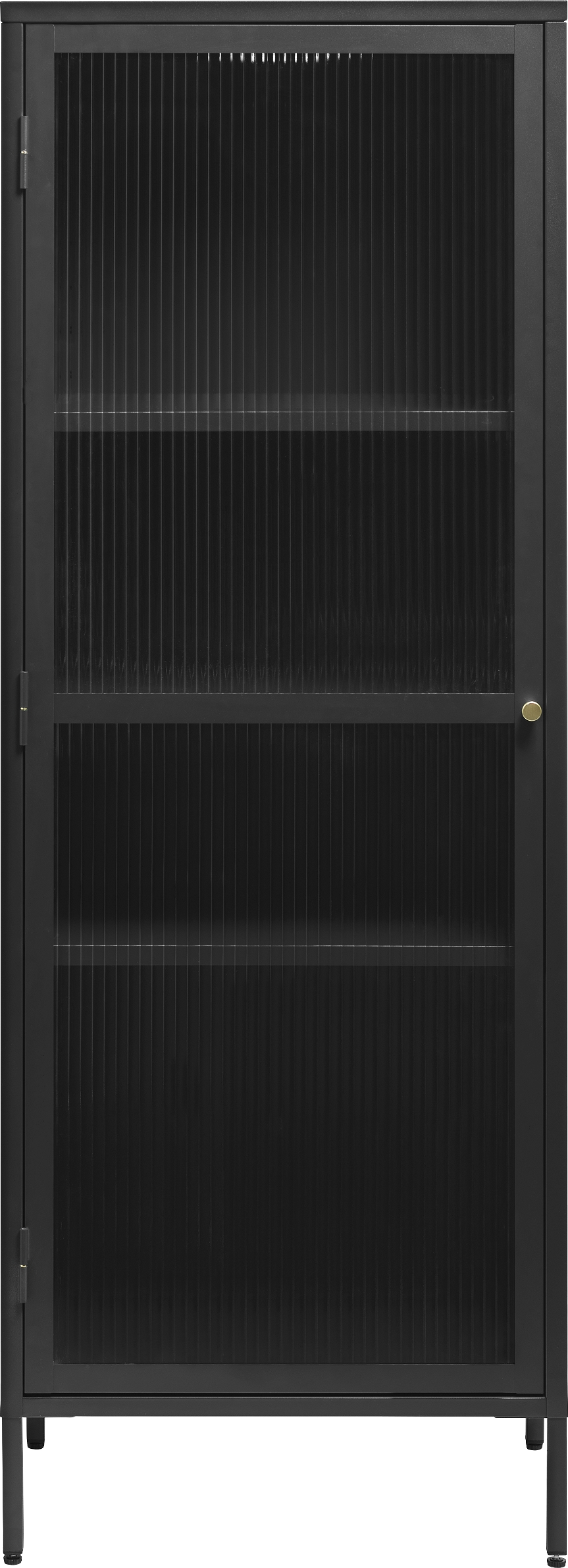 Vitrine- og displayskab Nordique Design Bronco H160Ã58Ã40 cm sort stål-glas