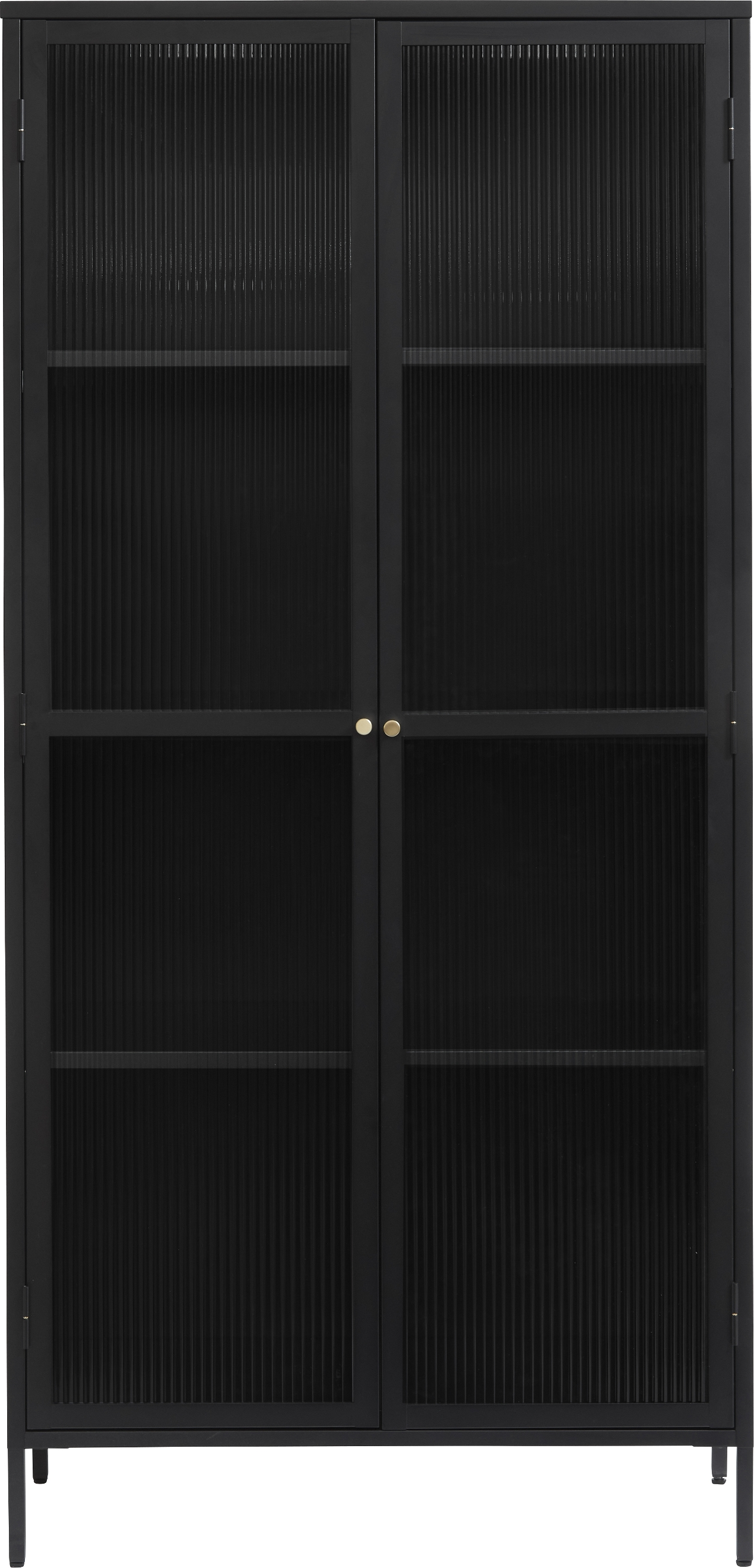 Vitrineskab Nordique Design Bronco sort koldvalset stål med rillede glasdøre H190ÃB90 cm