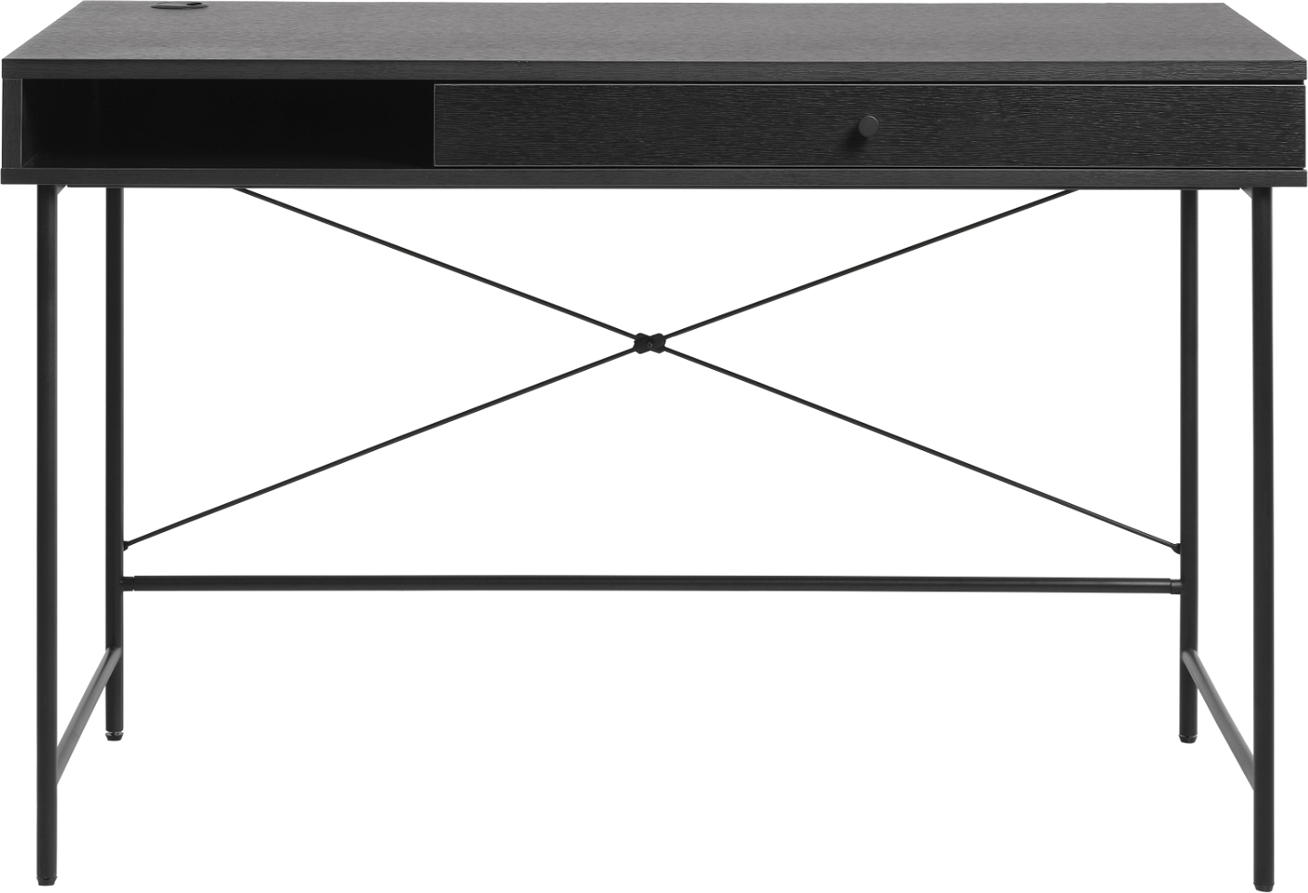 Skrivebord Nordique Design Pensacola | Sort metalstel & poly-rattan front | H76ÃB120ÃD60 cm