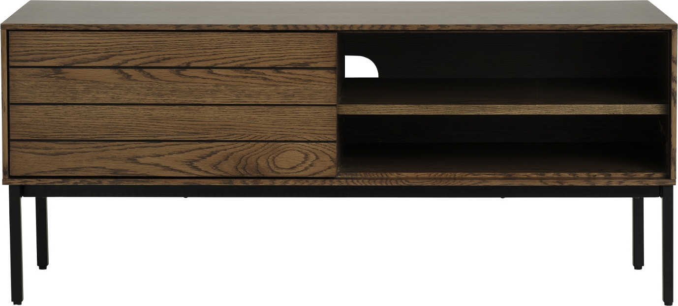 TV-bord & TV-bænk Nordique Design Modica, røget eg/sort metal, 120 cm