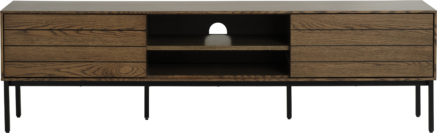 TV-bord/TV-møbel Nordique Design Modica 180 cm egetræ og sort metal  -  minimalistisk opbevaring