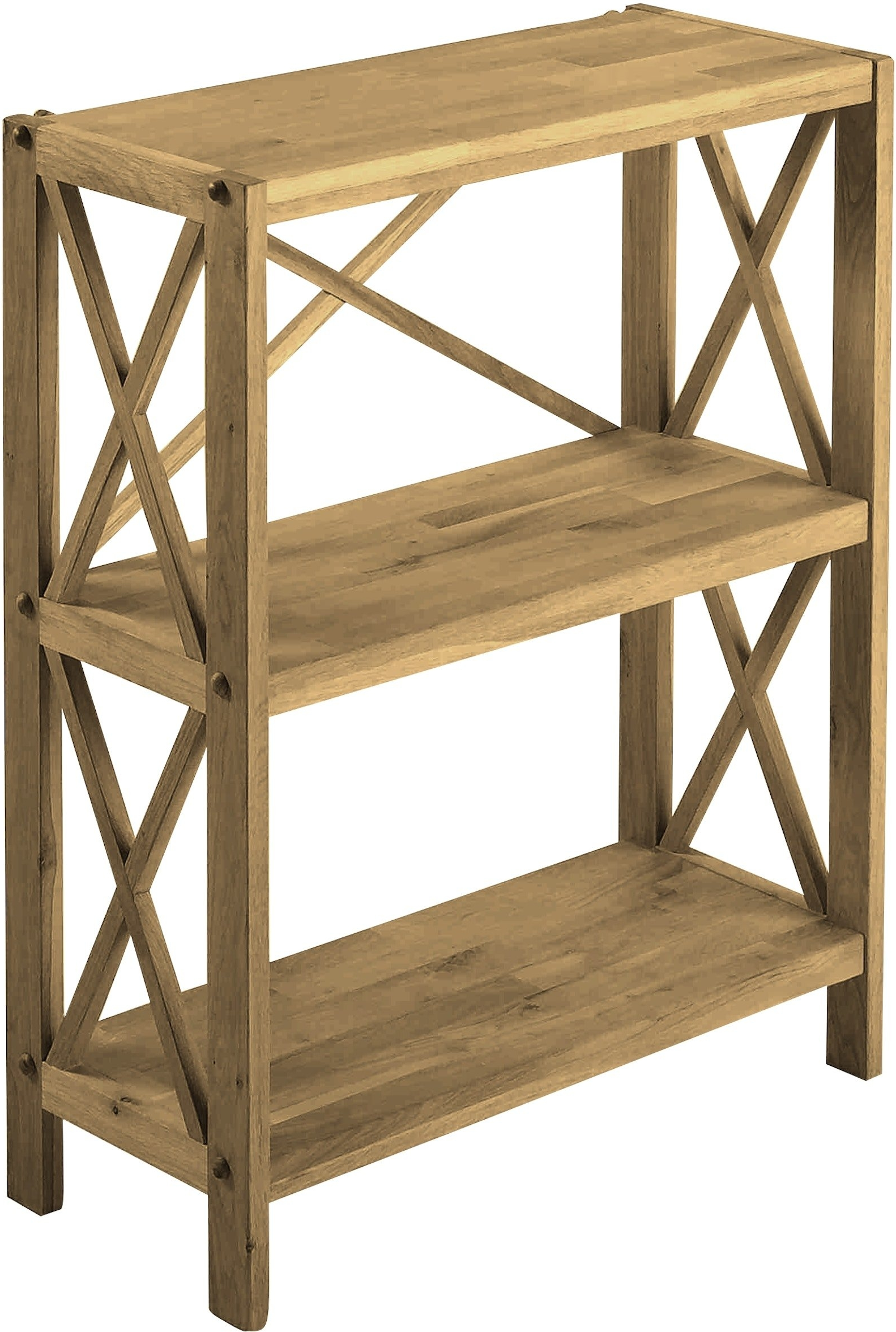 Reol Nordique Design X-shelfs  -  3-hyldet hyldereol i massiv eg, oliebehandlet natur 87x70x30 cm