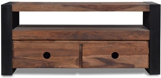 TV-bord HayFay fra OBUZI i massivt rosentræ og jern, 110Ã40Ã50 cm  -  mørk natur/sort
