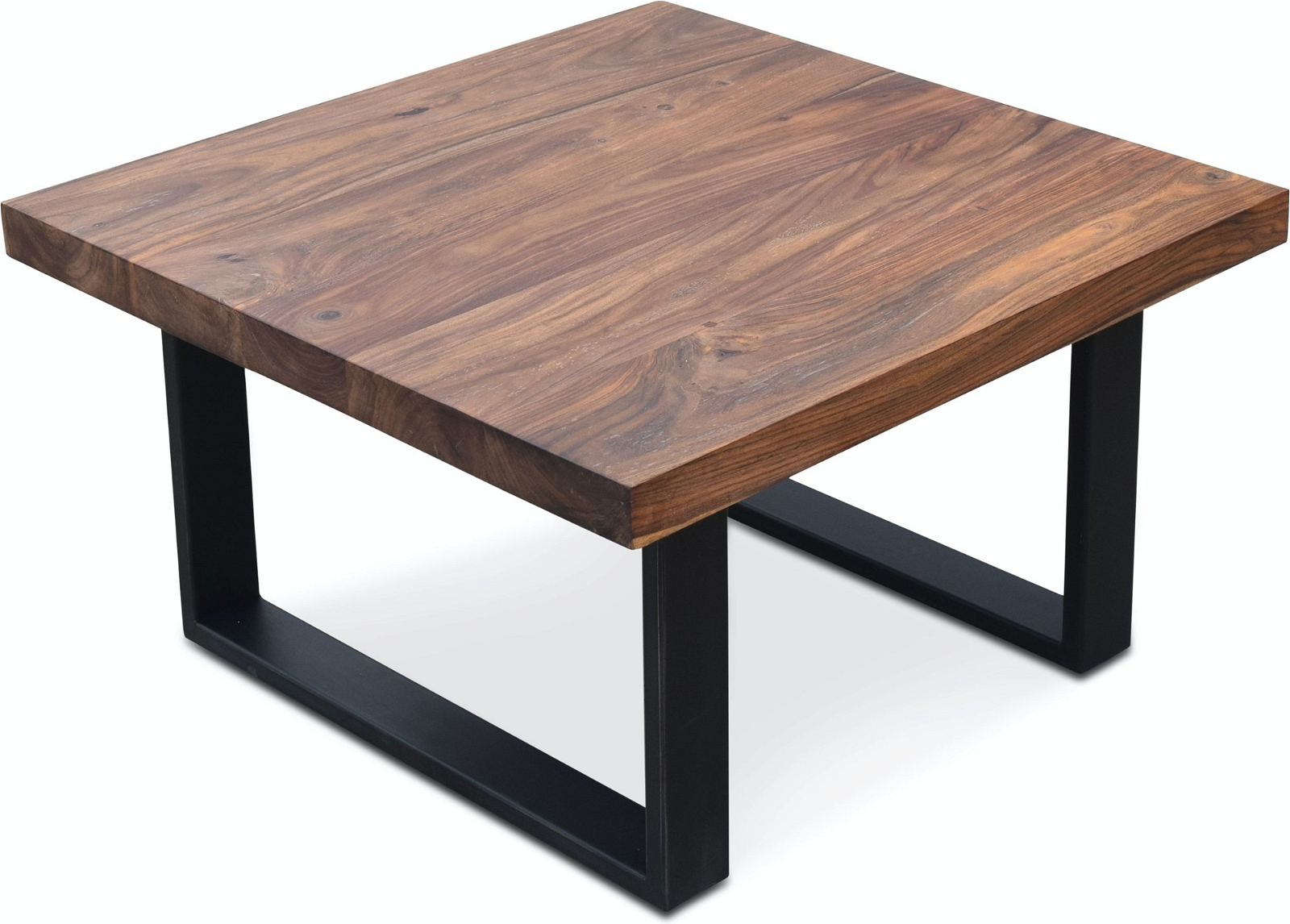 Sofabord OBUZI HayFay 80x80 cm H45 massivt rosentræ og sortmalet jern Urban stil