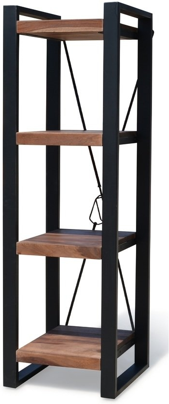 Opbevaringsreol OBUZI HayFay i massivt rosentræ og sort jern 160Ã60Ã40 cm