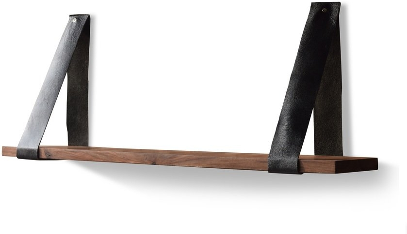 Væghylde OBUZI HayFay i massivt rosentræ med sorte PU-stropper 100Ã20 cm  -  nordisk design