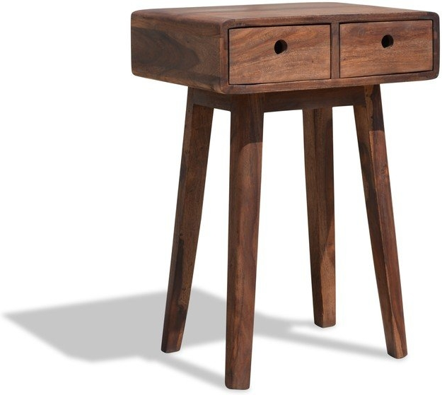 Natbord/sengebord OBUZI Stuka massivt rosentræ mørk natur H65ÃB35ÃL45 cm