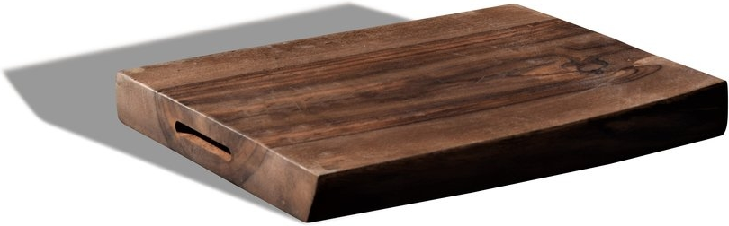 Skærebræt OBUZI Steel The Beast  -  massivt rosentræ med naturkant 35x25x4 cm  -  serveringsbræt