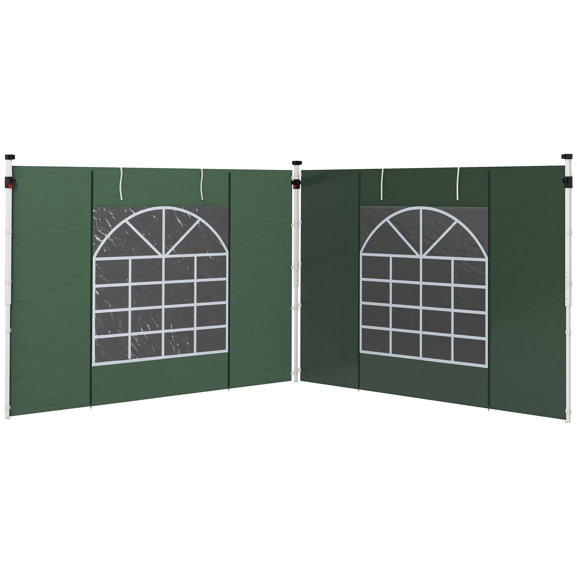 Solrige sidevægge til 3 x 3/3 x 6 m pavillon, sidepaneler med vindue, dør, reservevægge til partytelt, oxford-stof, grøn