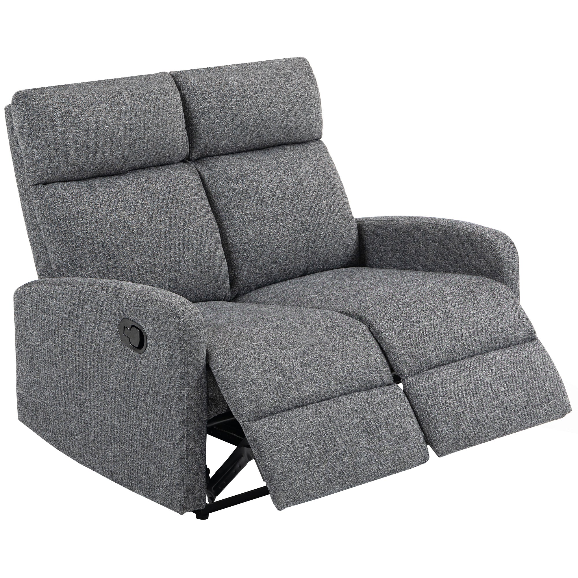 2-personers sofa, individuelt justerbare ryglæn, fodstøtte, stofbetræk, stål, grå