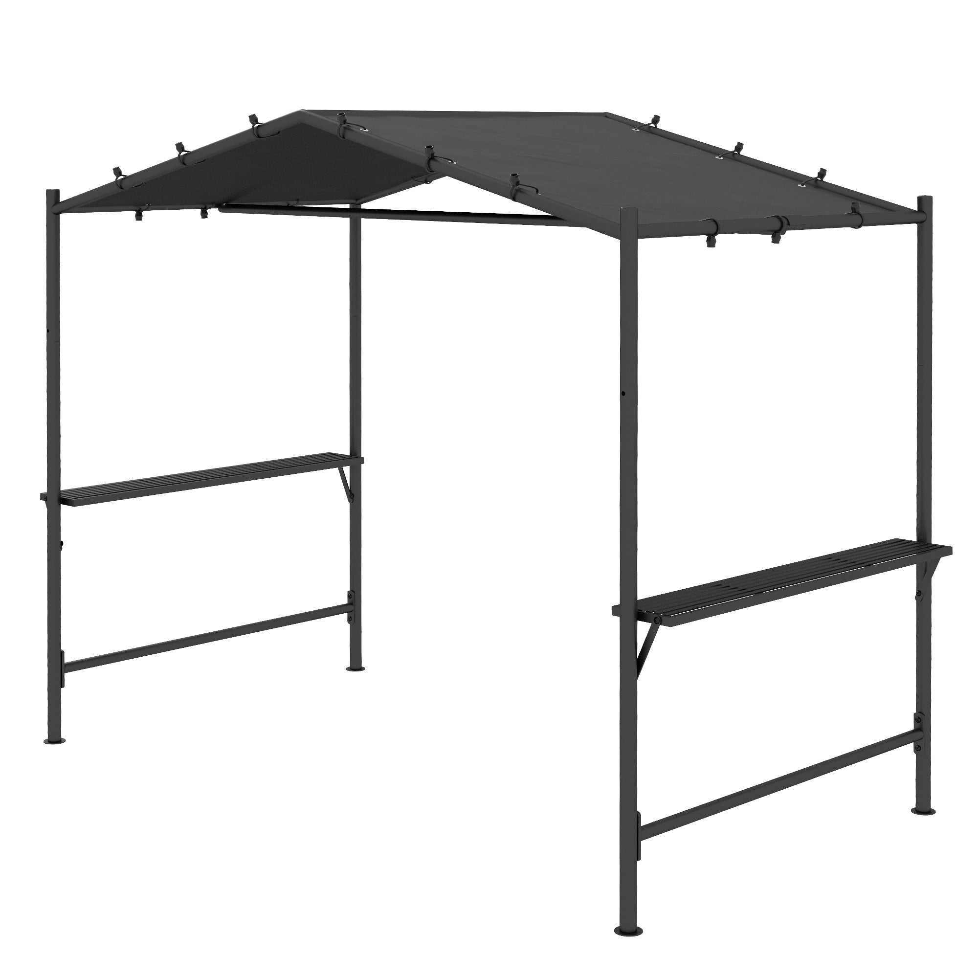 Bbq-telt med grilltag, vejrbestandigt, inklusive sidelommer, 277 x 149 x 230 cm, mørkegrå