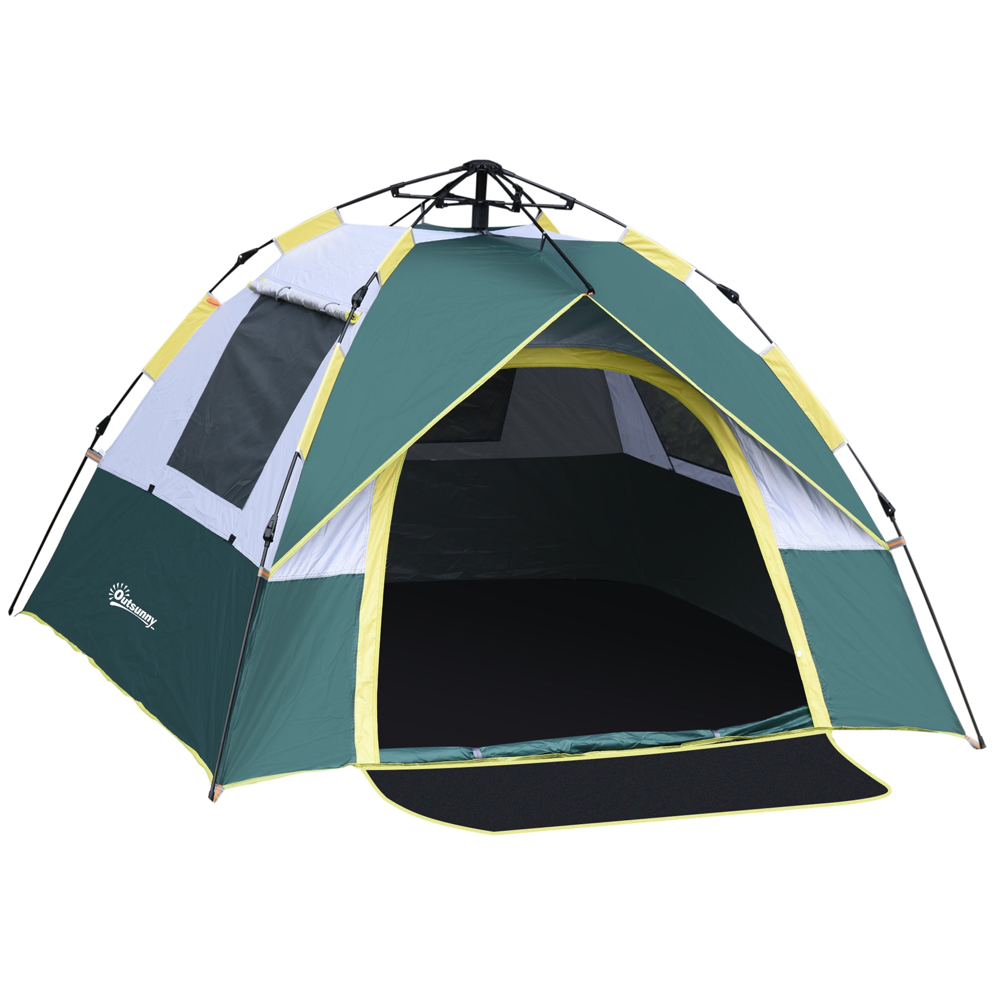 Campingtelt til 3 personer, pop-up kuppeltelt med vindue, bæretaske, pløkker, bund, familietelt med 1000 mm vandsøjle, telt til camping, rejser, trekking, have