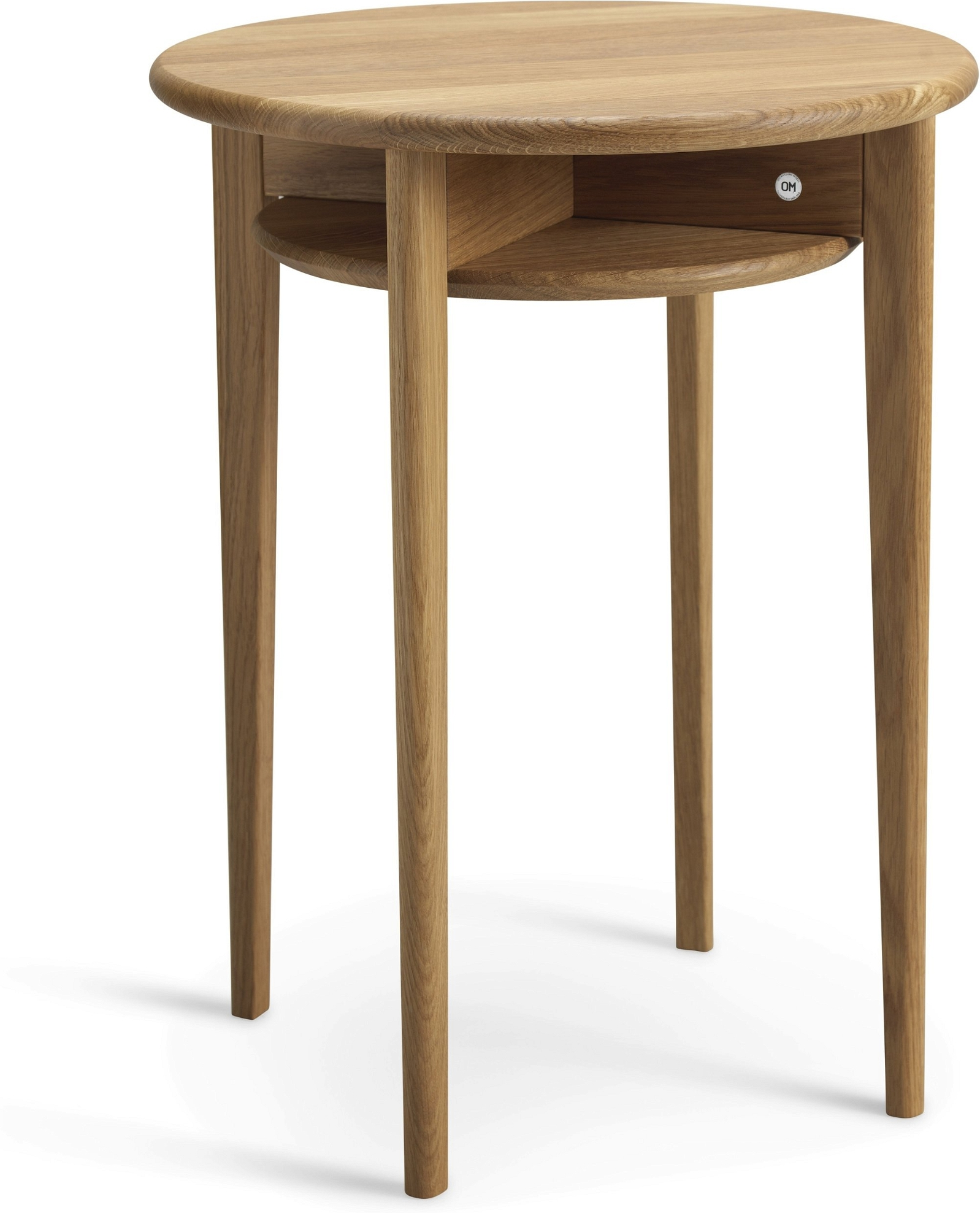 Småbord Oscarssons Möbel Celia i olieret egetræ med skuffe Ø43 x H55 cm
