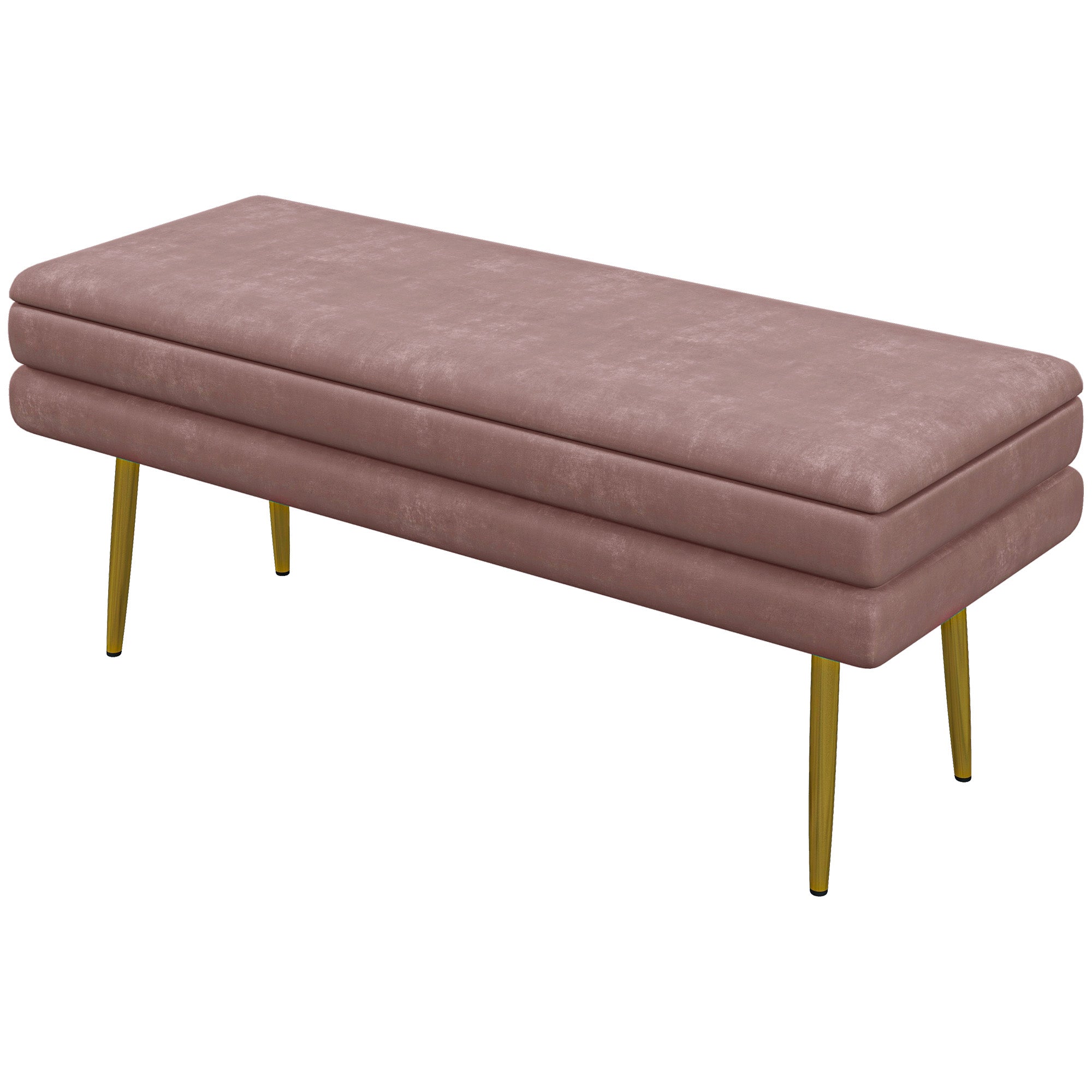 Polstret bænk med opbevaring, stål, 100 x 37,5 x 42 cm, pink