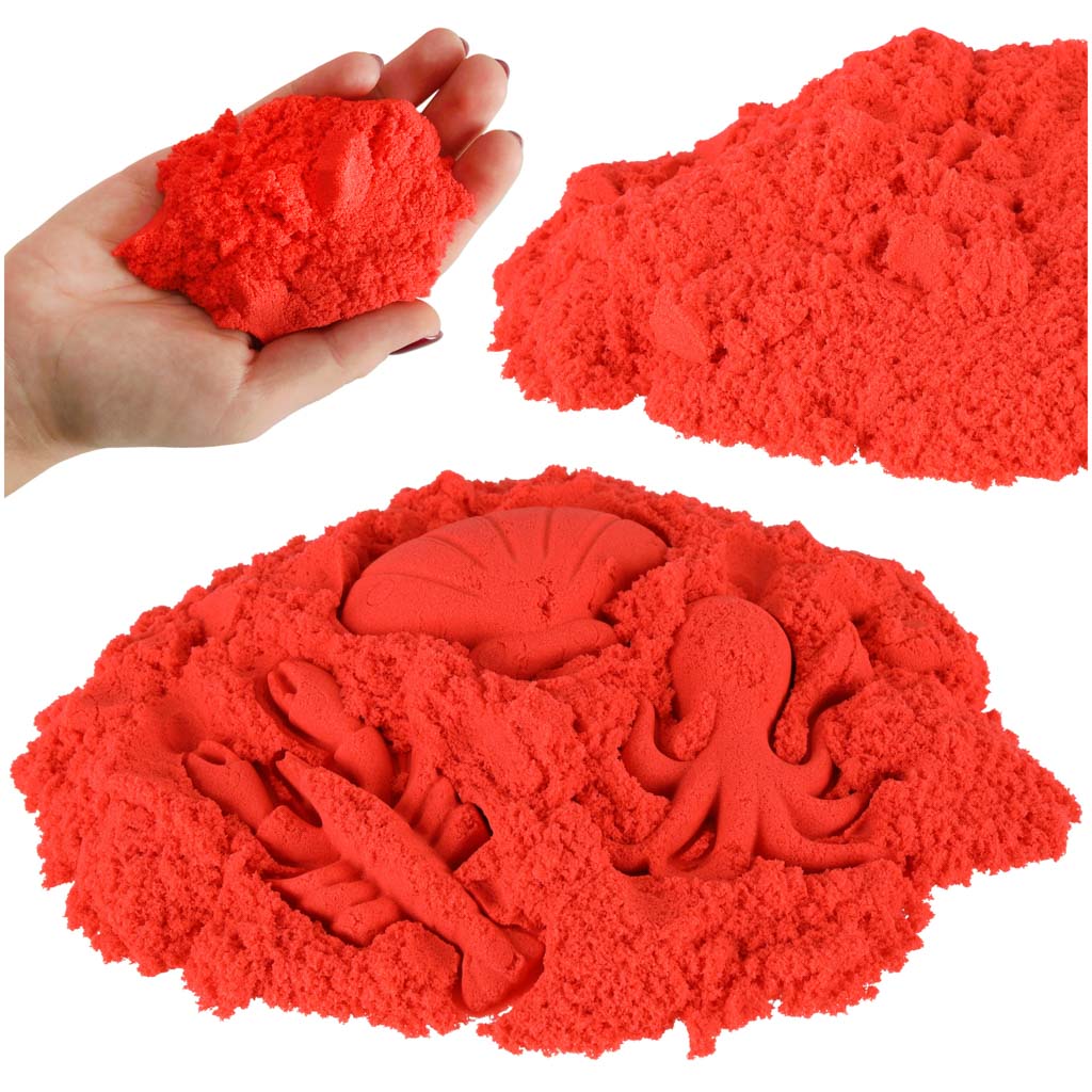 Kinetisk sand 1 kg i en pose rød