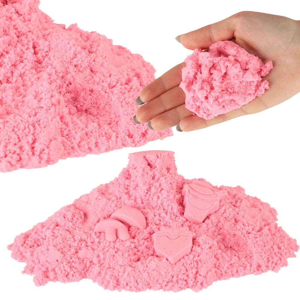Kinetisk sand 1 kg i en pose lyserød