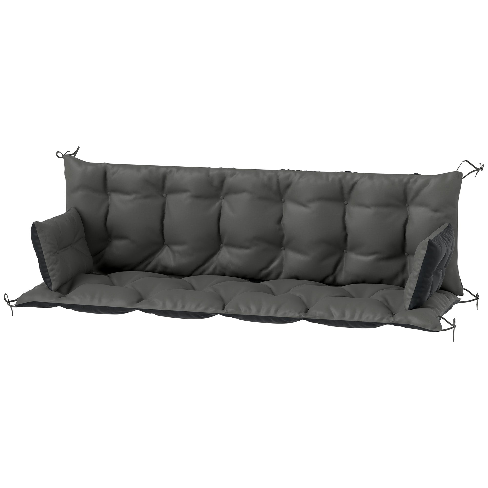 Udendørs hyndesæt til bænk eller verandagynge, tofarvet, polyester, skum, 180 x 110 x 8 cm, mørkegrå