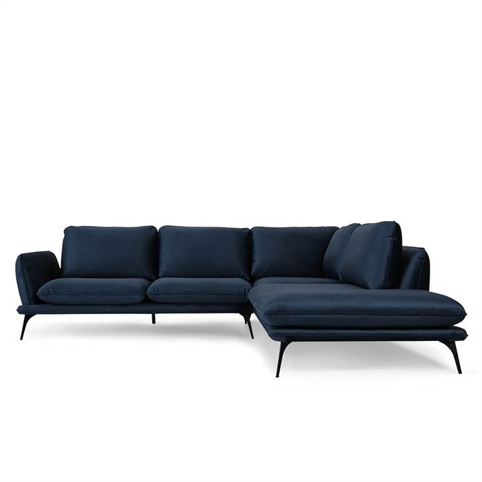 Erling Christensen Møbler Portimao hjørnesofa - mørkeblå velour - højrevendt : Erling Christensen Møbler  : Erling Christensen Møbler