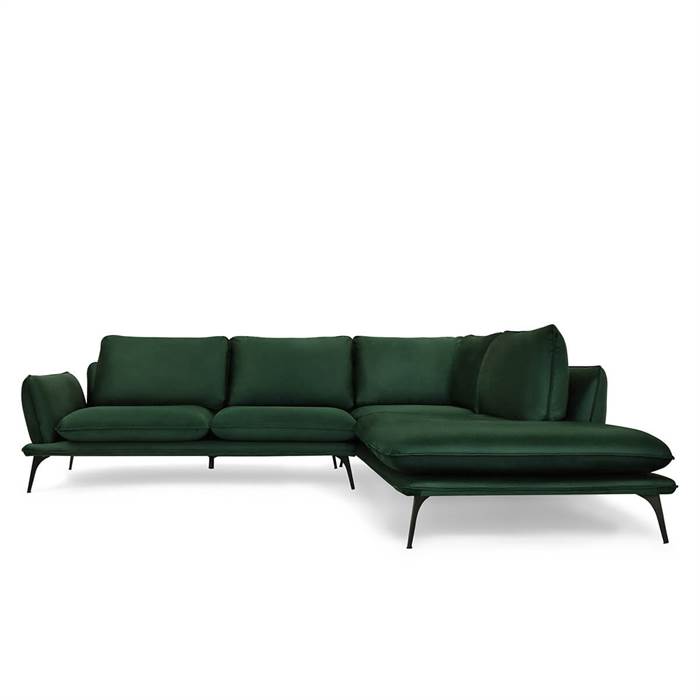 Erling Christensen Møbler Portimao hjørnesofa - mørkegrøn velour - højrevendt : Erling Christensen Møbler  : Erling Christensen Møbler