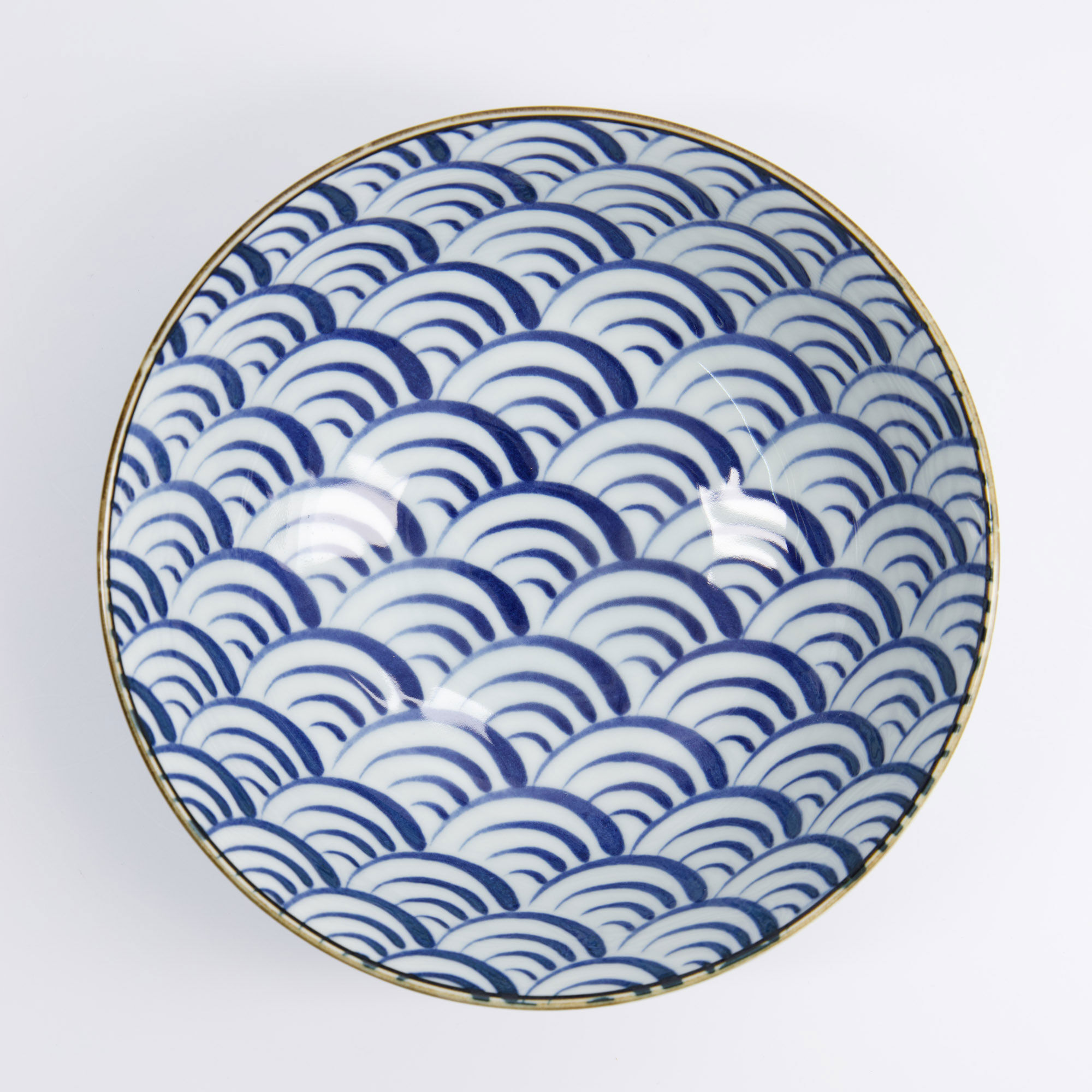 Tokyo Design Studio Natsu Nami Ramen skål 1000 ml, blå/hvid