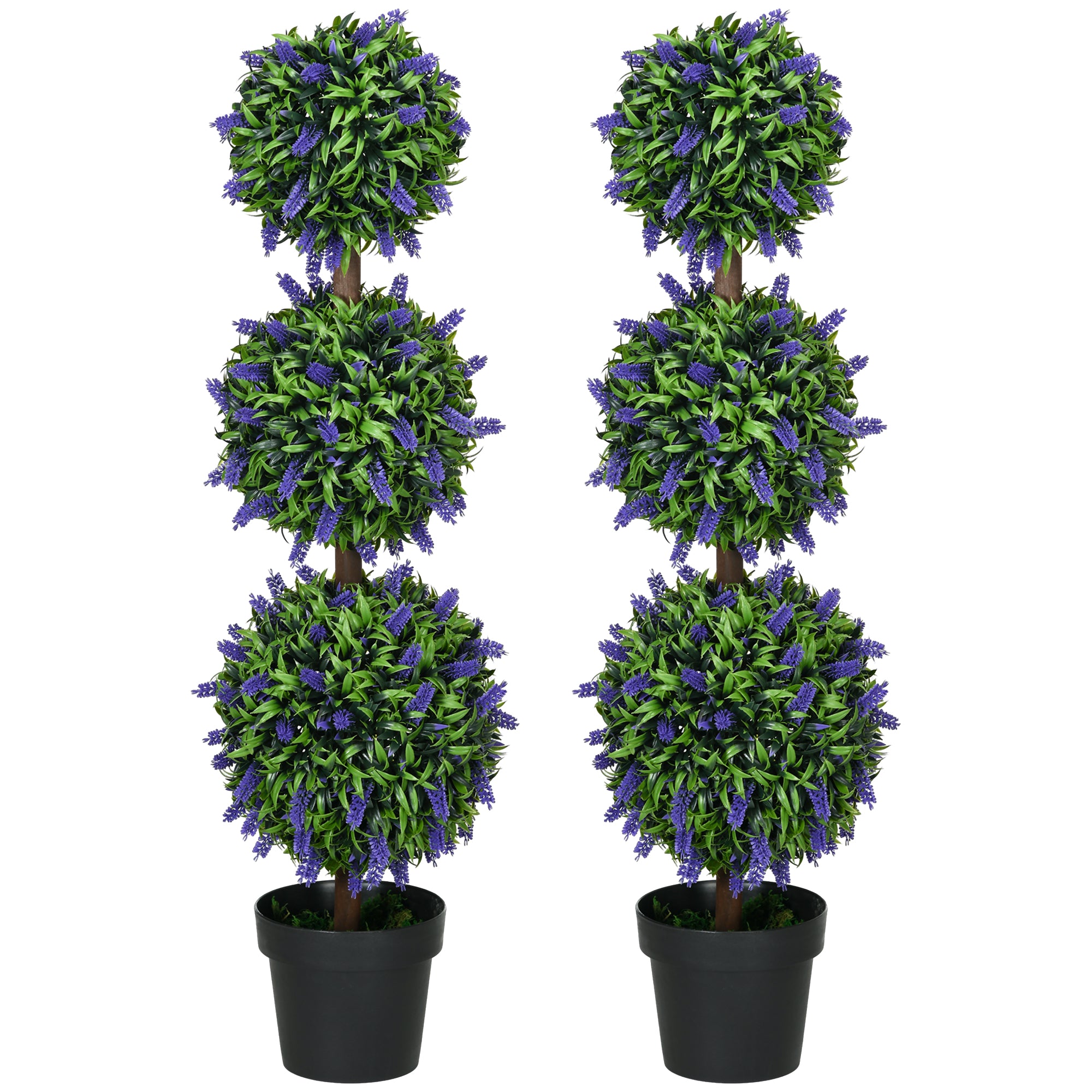 Sæt med 2 kunstige planter, uv-resistent kunstig plante i en urtepotte, 110 cm stueplante til stue, have
