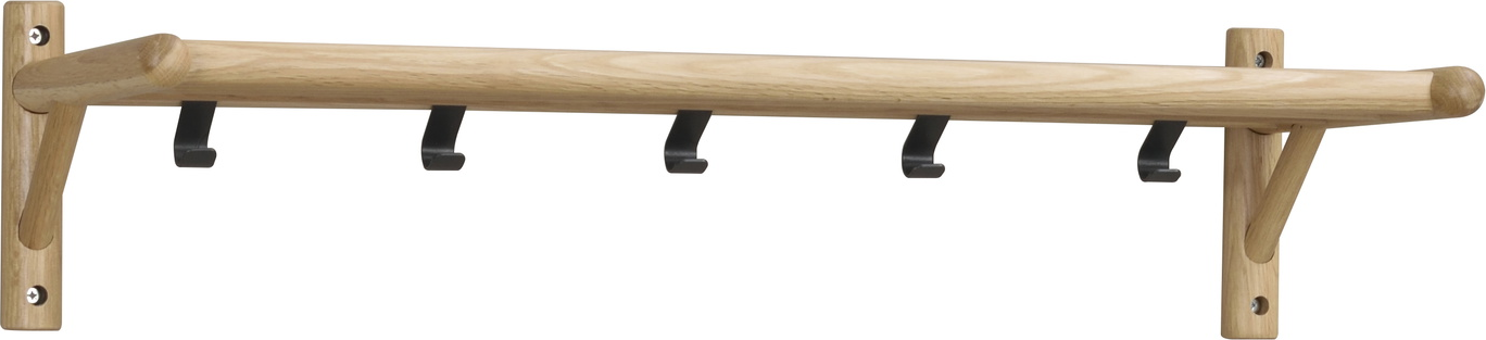 Væghængt hattehylde Rowico Milford i massivt egetræ og sort metal H19ÃB80ÃD33 cm