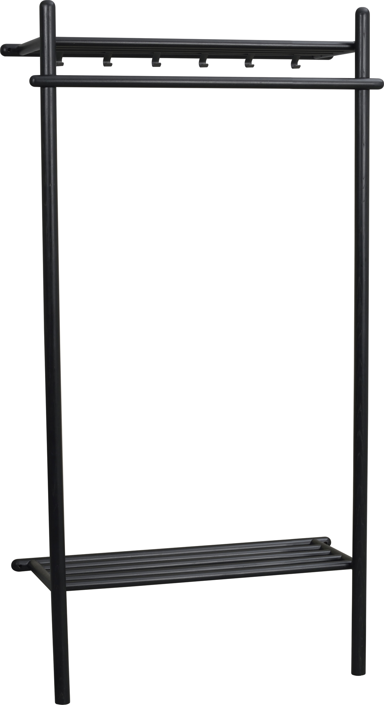 Knagerække og hattehylde Rowico Milford i massiv eg og sort pulverlakeret metal 181Ã91Ã39 cm