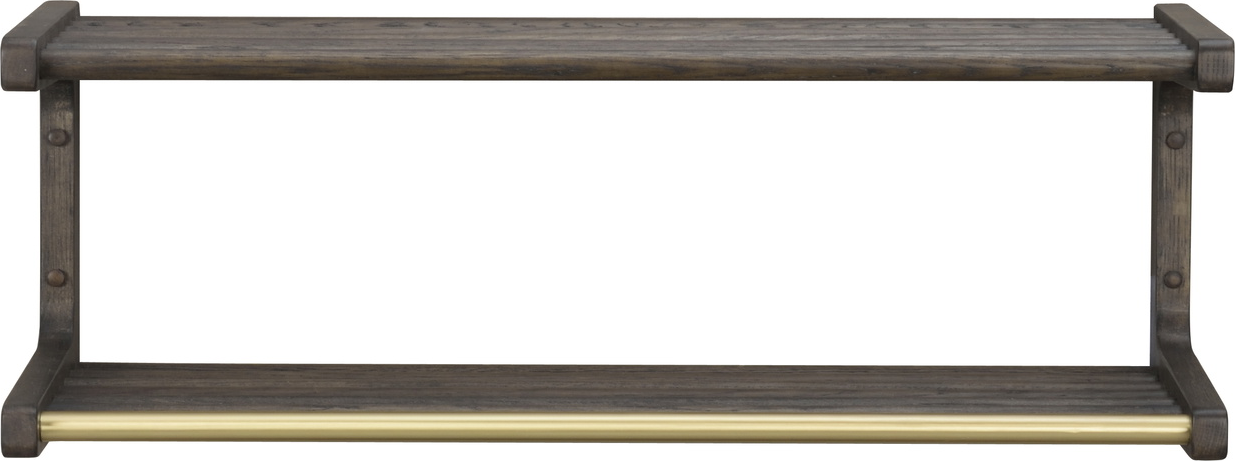 Hattehylde og knagerække Rowico Inverness lakeret egetræ brun guldfarvet metal 80Ã28Ã32 cm