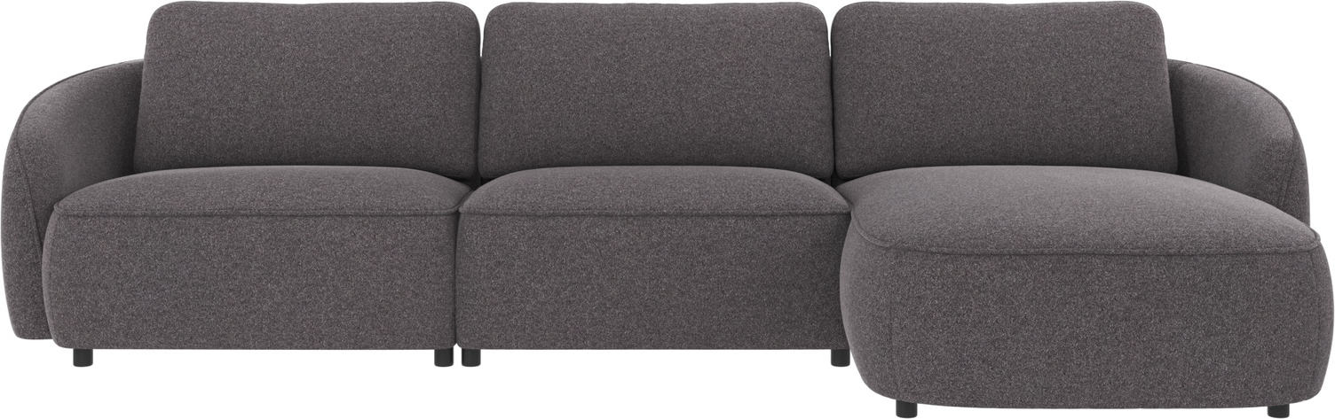 Chaiselongsofa Rowico Norris højrevendt i mørkegrå Brenda 18 polyester  -  skandinavisk design FSCÂ®-certificeret træ