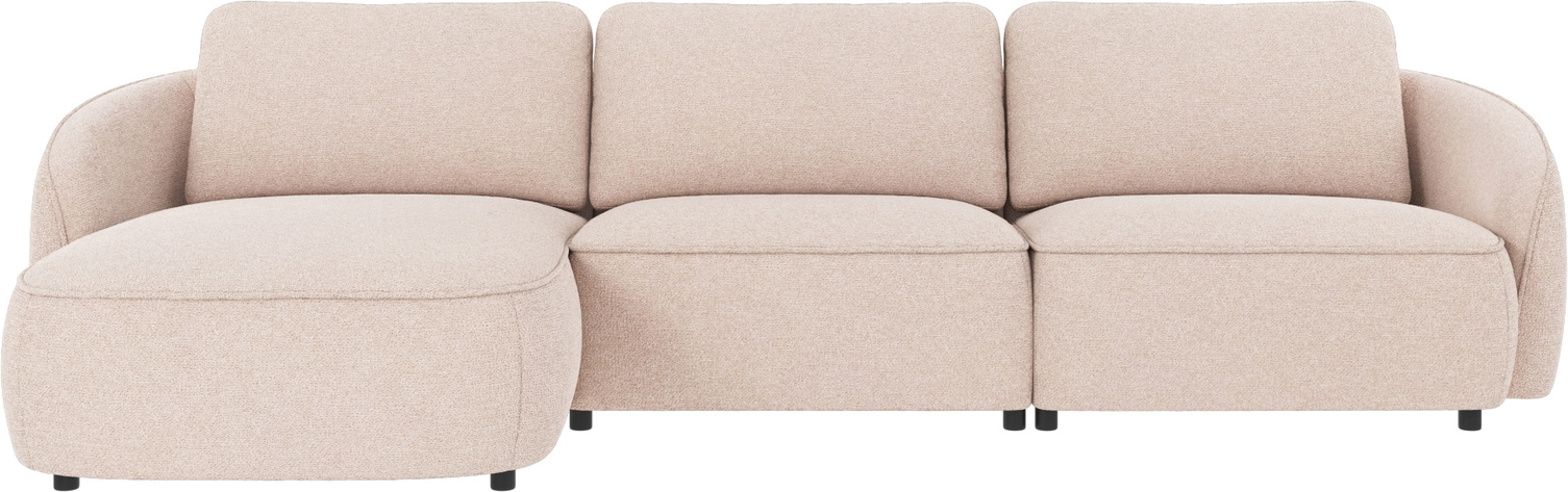 Chaiselongsofa Rowico Norris venstrevendt Max lysebeige stof B319xD162 cm