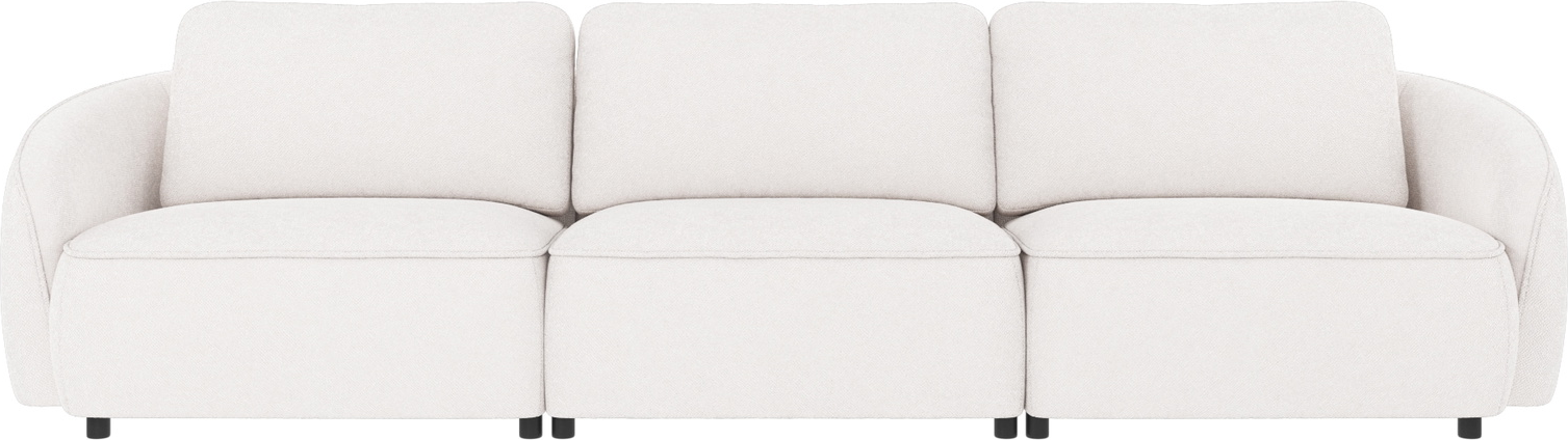 4-personers stue-sofa Rowico Norris i hvidt Bobby 1 polyesterstof - rundt design med nozag-fjedre & koldskum