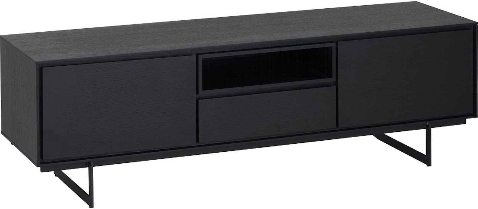 TV-bord Raymond & Hallmark Wansford i sort træ med metalben, 160Ã45Ã50 cm