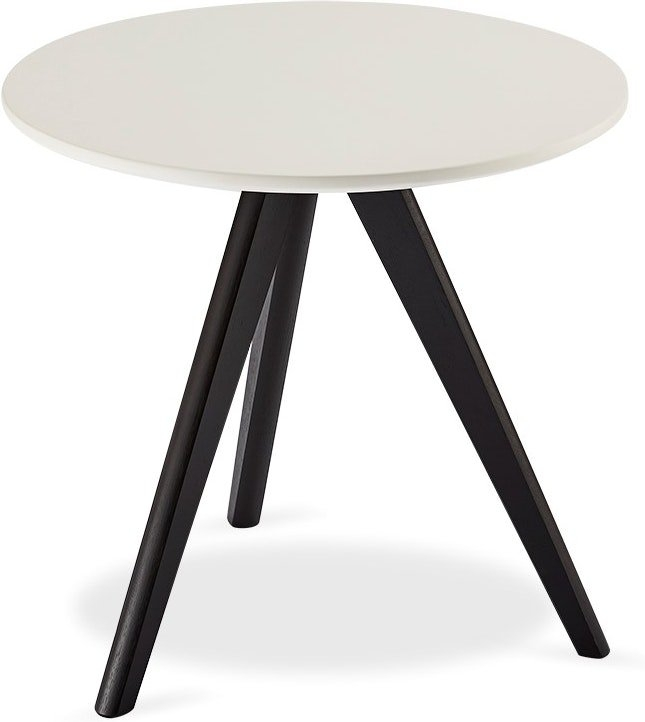 Sofabord/sidebord Raymond & Hallmark Lane i MDF, hvid bordplade med sorte skrå ben, 40Ã40Ã40 cm
