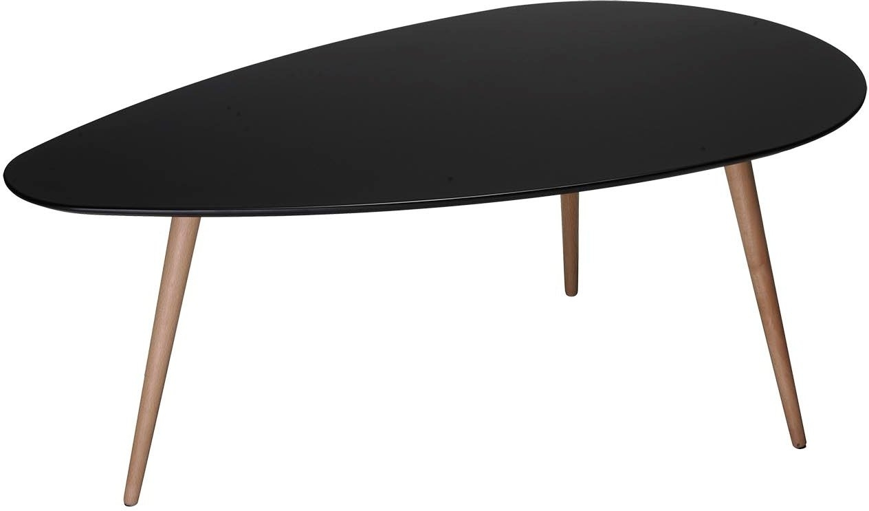 Sofabord Raymond & Hallmark Forden dråbeformet MDF sort med naturlige træben H45xB66xL116 cm